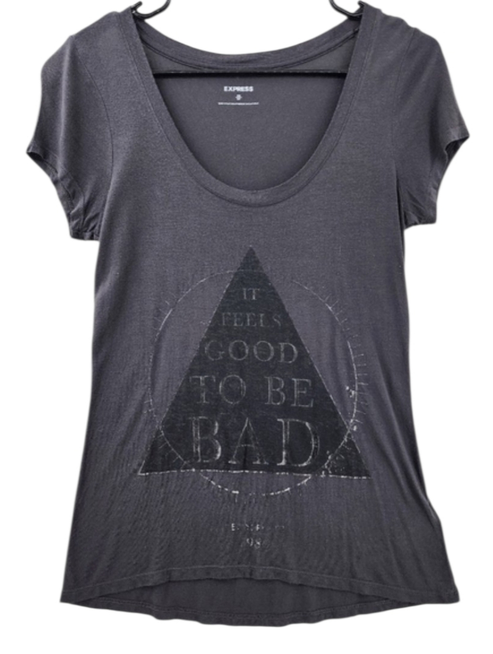 Express Graphic T-shirt Women's Size Extra Small Scoop Neckline Metallic